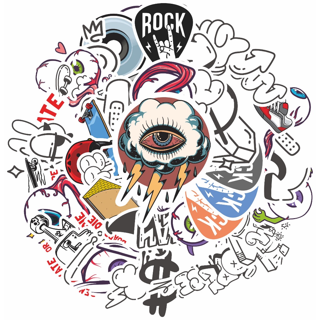 

COD✨ 50 Pcs Stiker Pack Motif random Lucu Aesthetic Vynil Waterproof untuk Freebies Sticker Buku Journal Casing HP Laptop
