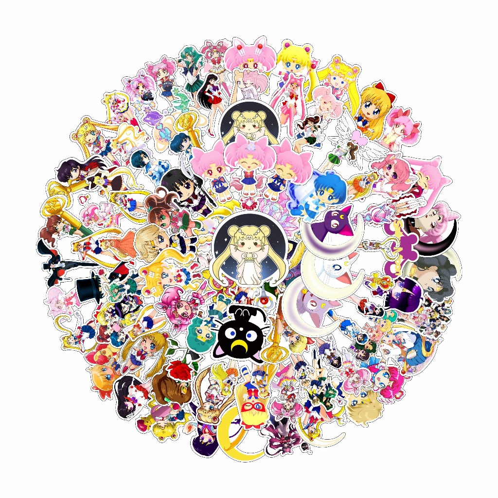 

COD✨ 100 Pcs Stiker Motif Anime Sailor Moon Anti Air Untuk Dekorasi Notebook Sepeda Skateboard Handphone DIY
