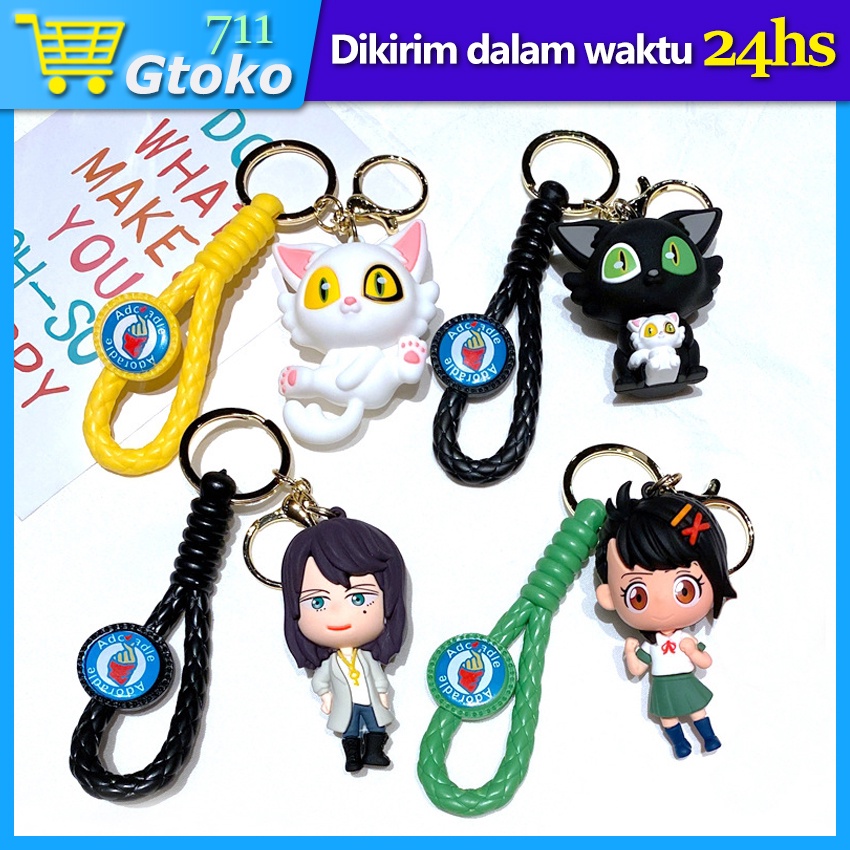 Anime Suzume No Tojimari Gantungan Kunci Daijin Keychain Hitam Putih Kucing