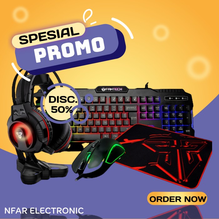 Keyboard Gaming Combo Set 5in1 Fantech Gaming Gear Bundling Headset