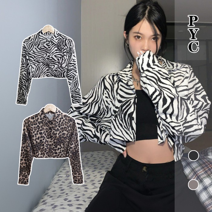 ✨LARIS✨ -Jaket Wanita Atasan Outer Pendek Motif Macan Zebra Lengan Panjang - OUTER MACAN