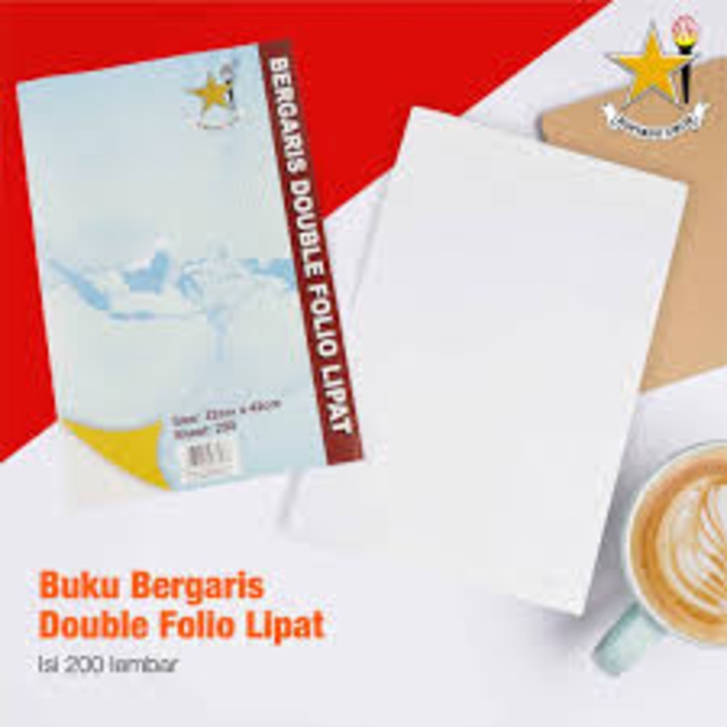 

Kertas double folio lipat bergaris 200 lembar Bintang Obor
