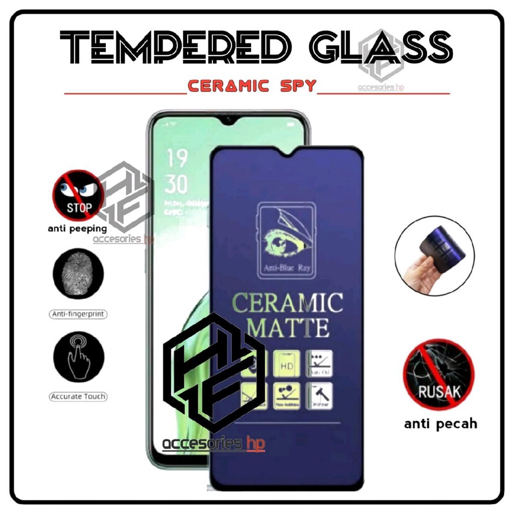 TG Tempered glass ceramic blue Oppo a17 a17k anti gores anti radiasi keramik blue Oppo a17 a17k