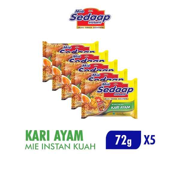 

Sedaap Mie Instan Kari Ayam Bag 72 gr x5