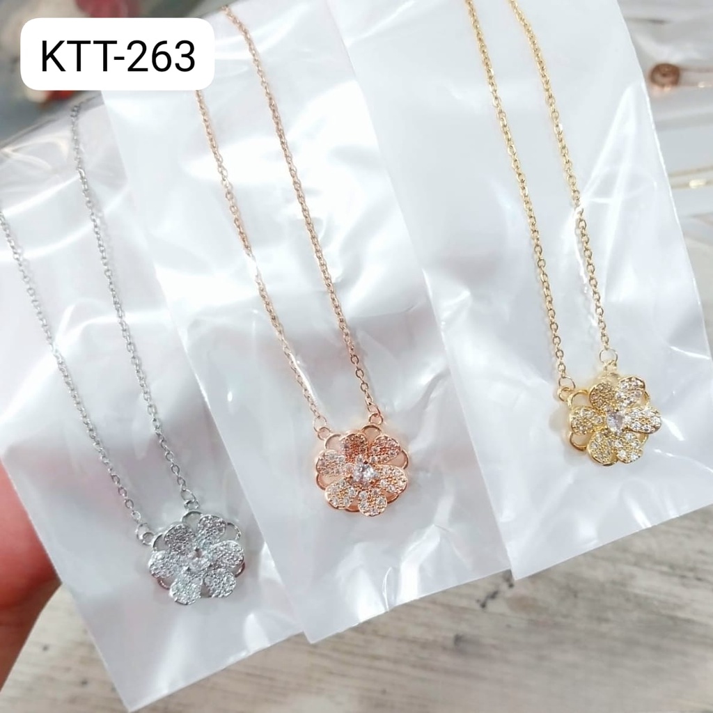 KALUNG TITANIUM RANTAI EMAS GOLD MOTIF BUNGA WANITA WARNA / KALUNG PRIA WANITA ANAK DUNIA GELANG