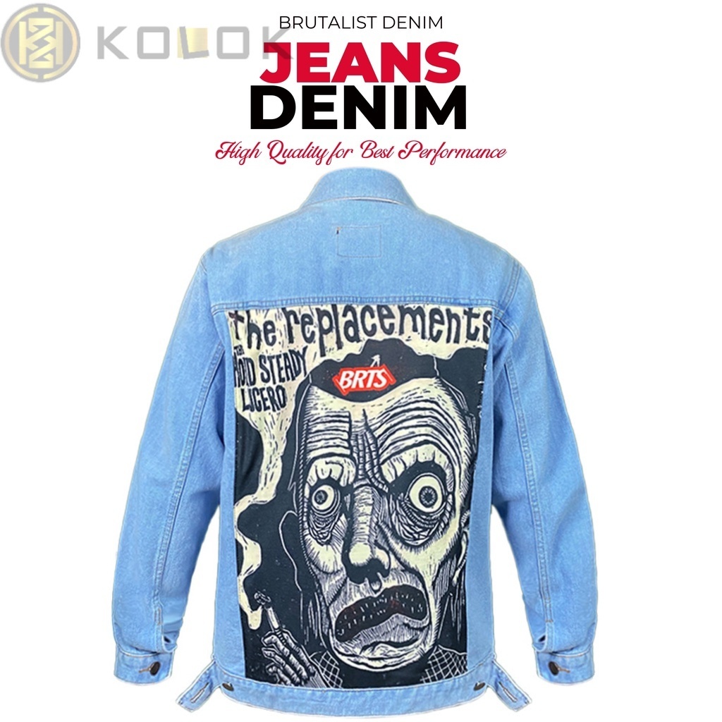 Jaket Jeans Pria Denim Jacket Full Printing Motif Zomby