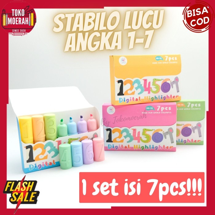 

[New] HIGHLIGHTER MURAH HIGHLIGHTER ANGKA 1 SAMPAI 7 LUCU UNIK 1 SET 7pcs