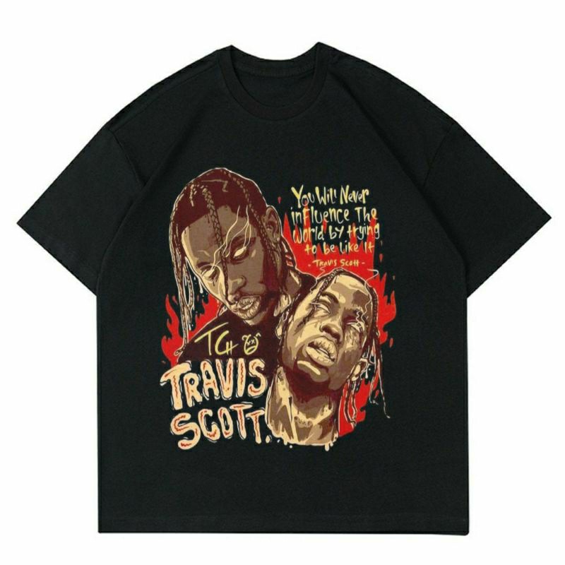BAJU TRAVIS SCOTT | T-SHIRT KAOS TRAVIS SCOTT BLACK | KAOS BAJU TRAVIS SCOTT | BAJU VINTAGE | KAOS O