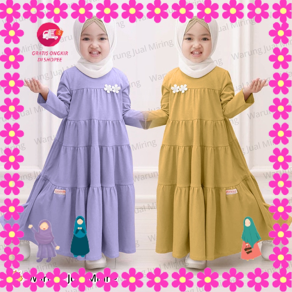 BAJU MUSLIMAH ANAK PEREMPUAN GADIS WANITA GIRLS MOTIF CUANTIK / Gamis Anak Princess Warna Pelengkap 