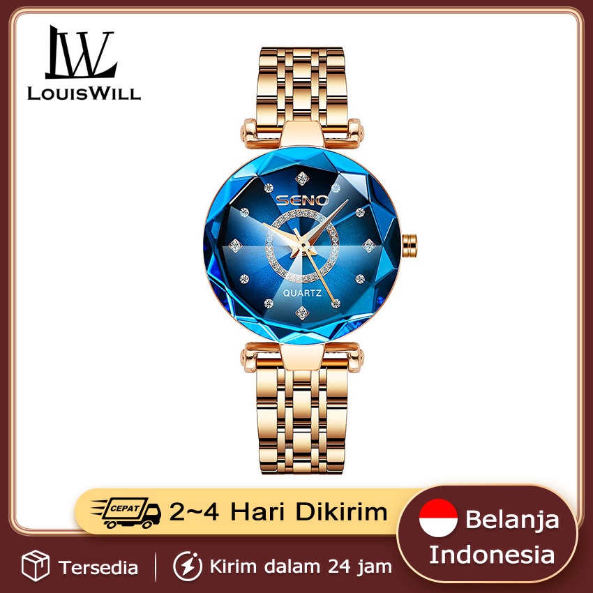 COD Louiswill Wanita Jam Tangan Kuarsa Jam Tangan Tahan Air Jam Tangan Sabuk Baja Berlian Multi-sudu