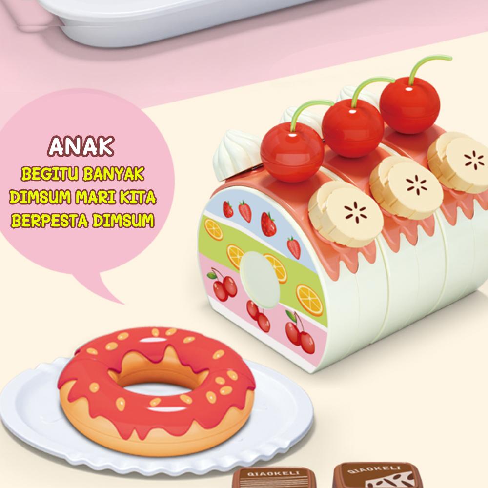 Tatajoy Mainan Kue Anak-anak Simulasi Kue Mainan edukasi anak mainan kue potong ulang tahun Cangkir Teko Teh Sore Makanan Penutup Kue Mainan Rumah Bermain Teh Set Mainan