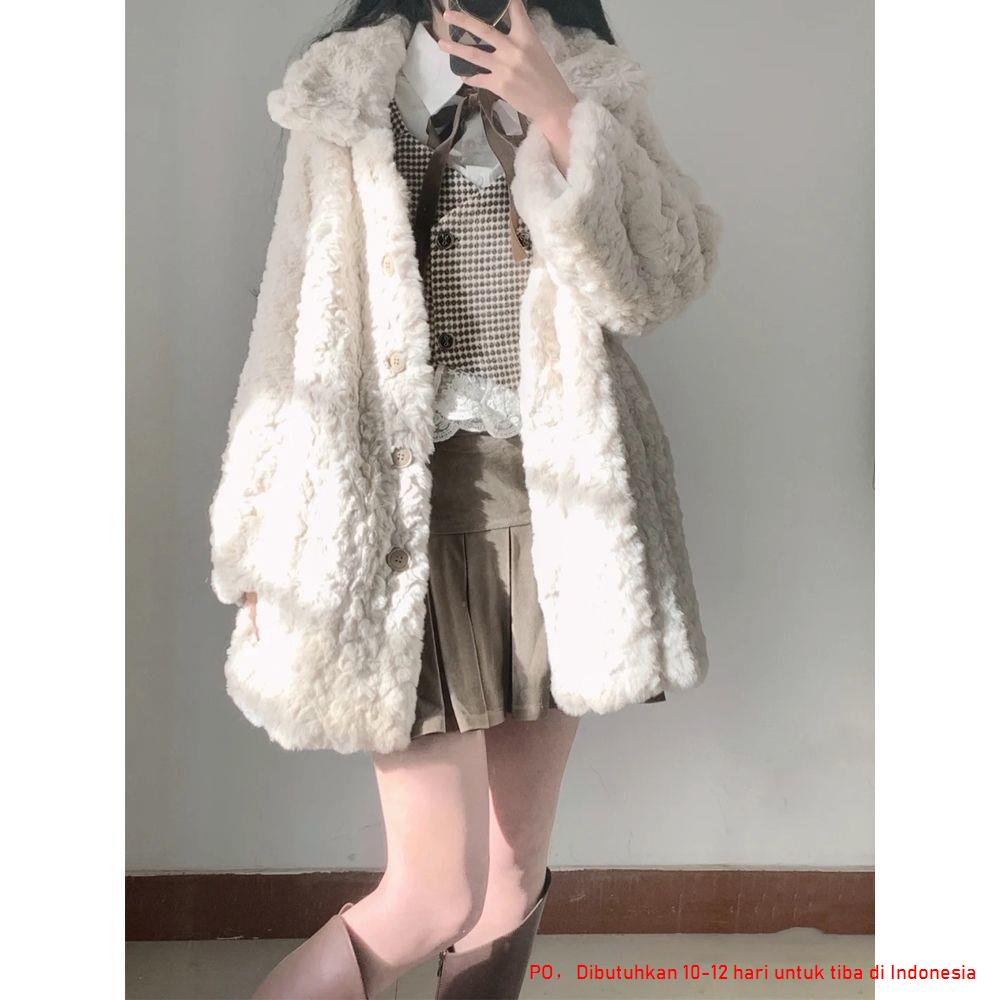 Winter Fashion Rabbit Fur Fur Coat Women's Mid length Thickened Warm and Environmental Friendly Lamb
