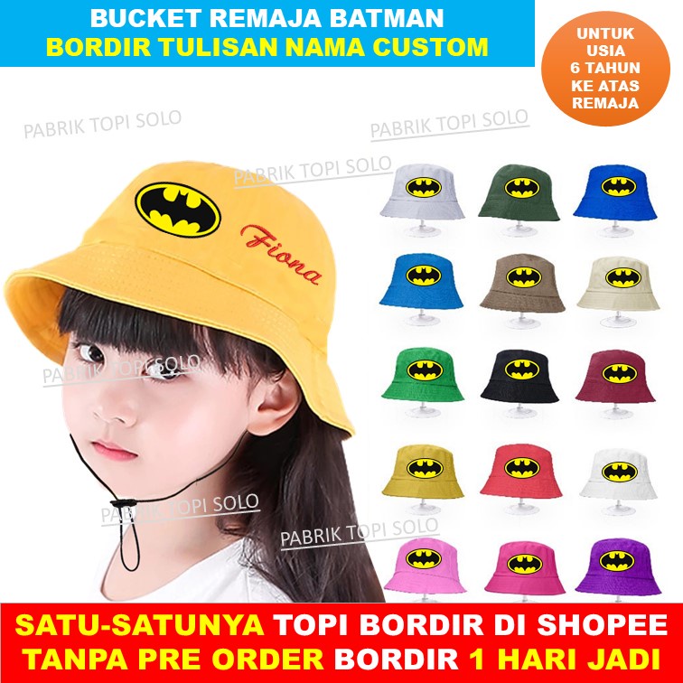 Bucket Batman Dan Topi Batman Bordir Nama Sesuka Mu Usia 6 Tahun Ke Atas Remaja Atau Dewasa