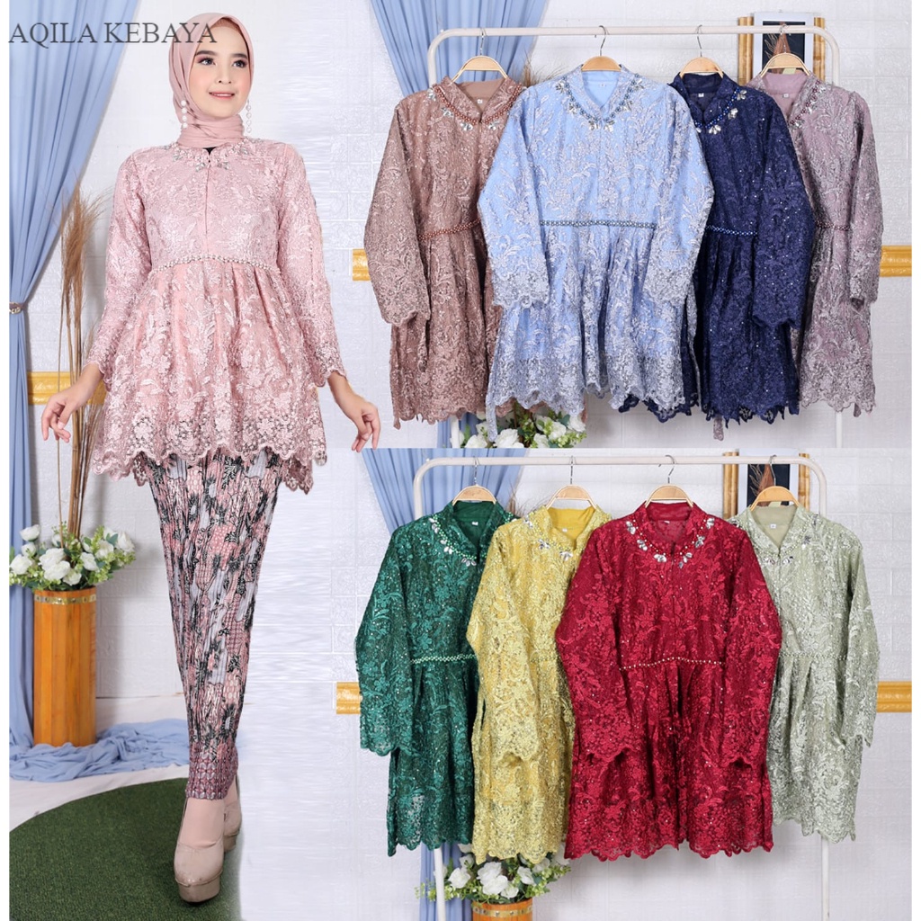 Kebaya Aurora dan Rok Plisket/Setelan Kebaya