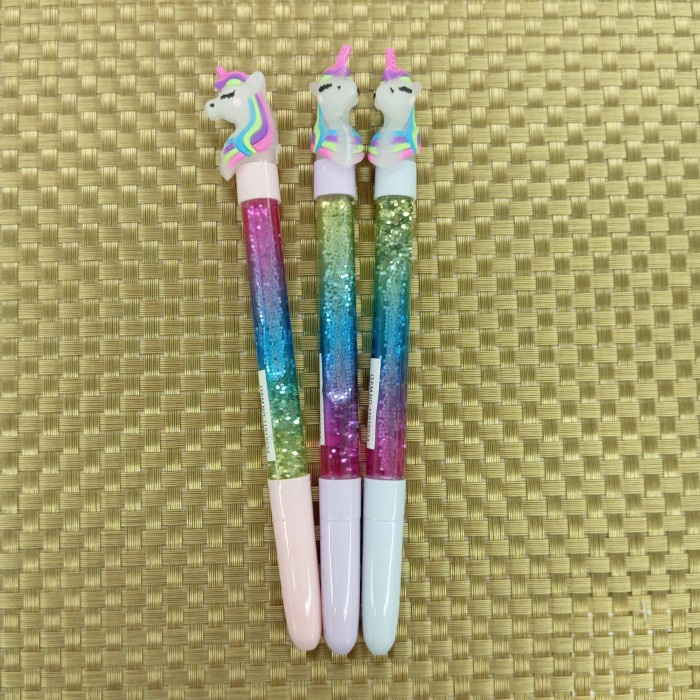 

Pena Gel Glitter Peri Unicron Tinta Hitam/Pulpen Karakter Lucu Unik