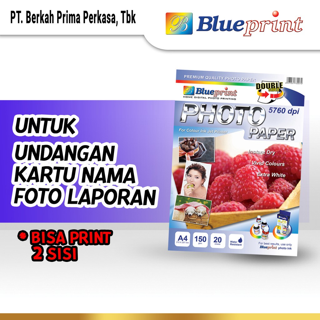 

PT - Kertas Foto / Double Sided Photo Paper BLUEPRINT A4 150 gsm