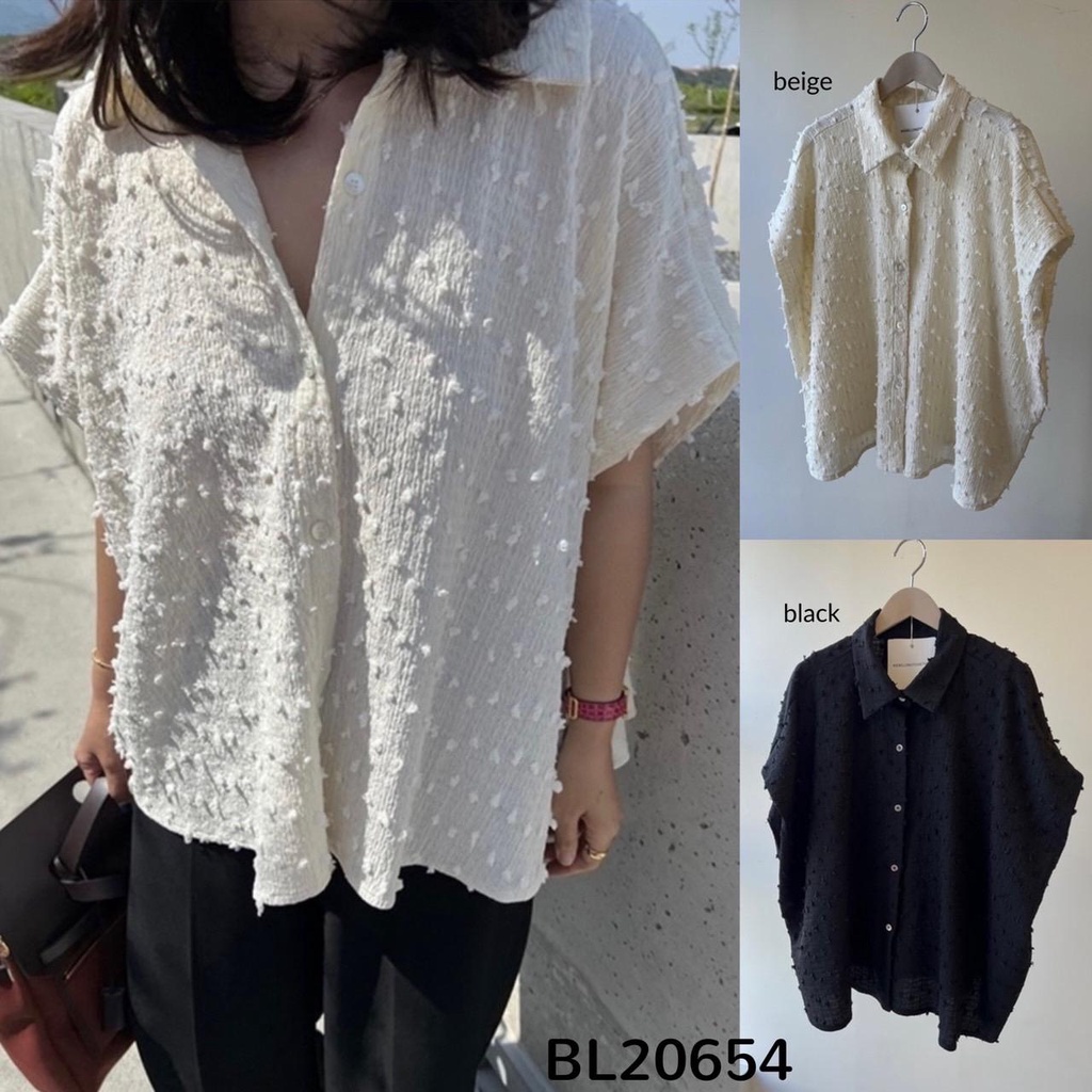 [FG] Dorothy Textured Oversize Blouse / Atasan Tekstur Bulu Korea Wanita BL20654
