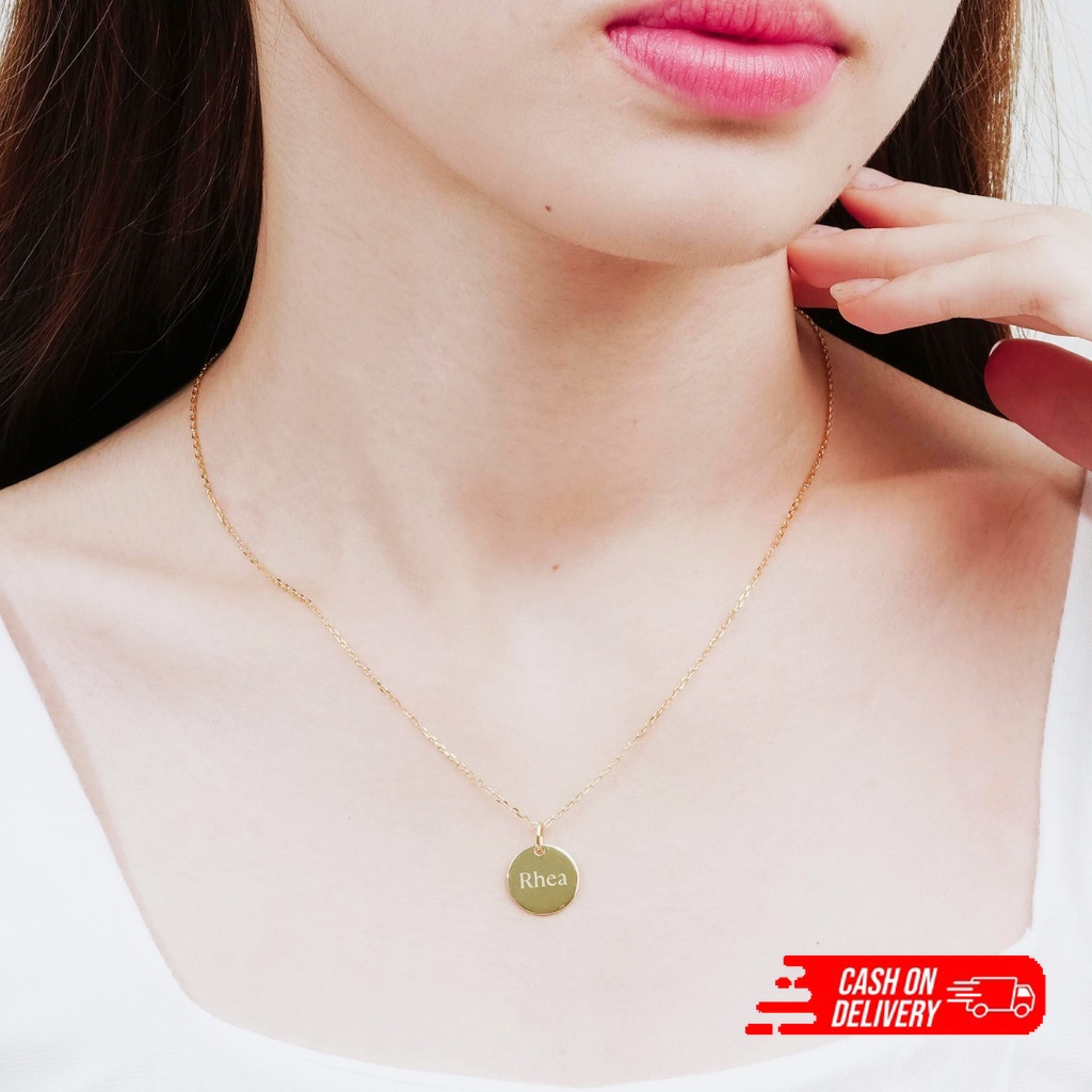 (COD) Aeroculata Round Necklace Kalung Nama Huruf Initial 925 Sterling Silver Lapis Emas 18k Rose Go