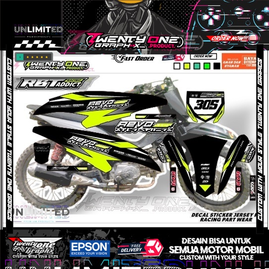 DECAL STIKER RBT REVO INJEKSI FI ABSOLUTE MERAH kekinian⭐ BEBEK TRAIL MODIF GTX TRABAS FULL BODY  JU