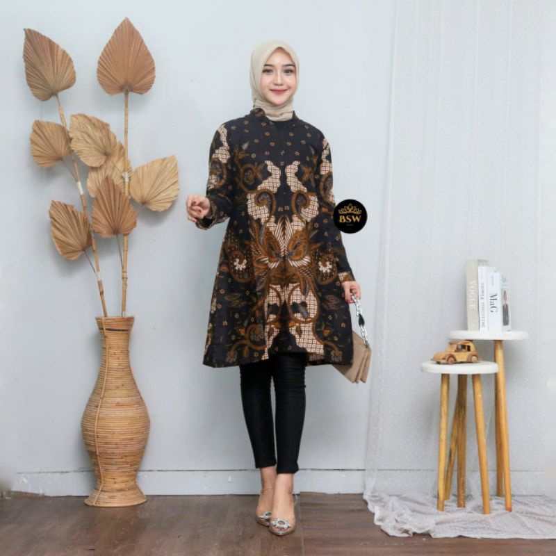 Afkar Batik Tunik Batik Kancing aktif katun prima maura batik kancing