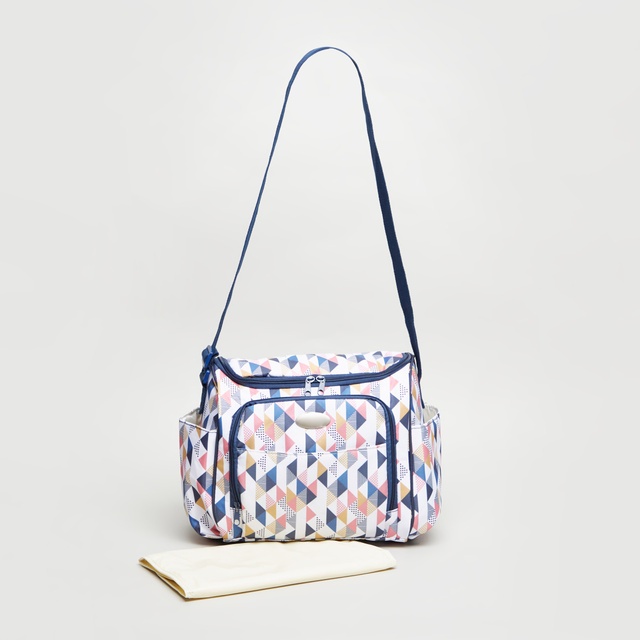 Babyshop Juniors Geometric Print Diaper Bag With Changing Mat