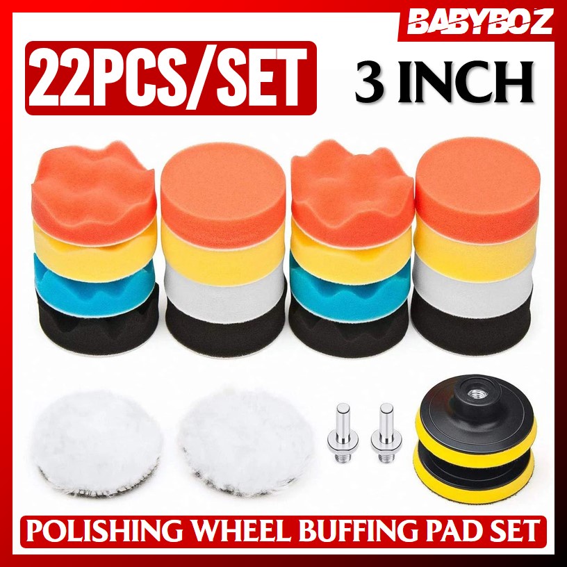 BABYBOZ - PAKET 22PCS BUSA POLES POLISHING SPONGE SPONS PERAWATAN BODY MOBIL MOTOR KENDARAAN WAX SAL