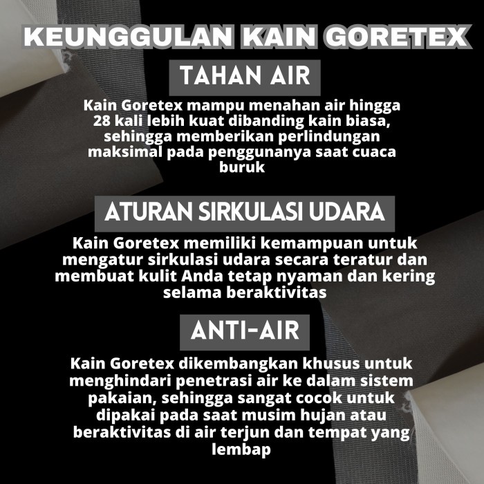 ✨COD✨ -bahan Goretex-kain waterproof-tahan air 100%-lebar 150cm-bahan jaket - Hitam