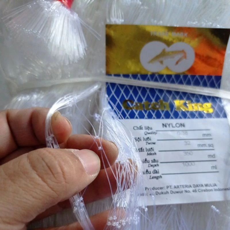 jaring ikan ARIDA CATCHKING 2½ inchi 0.38 350md/100yds TATE TRIPELKNOT / TIGA IKATAN jaring ikan ber