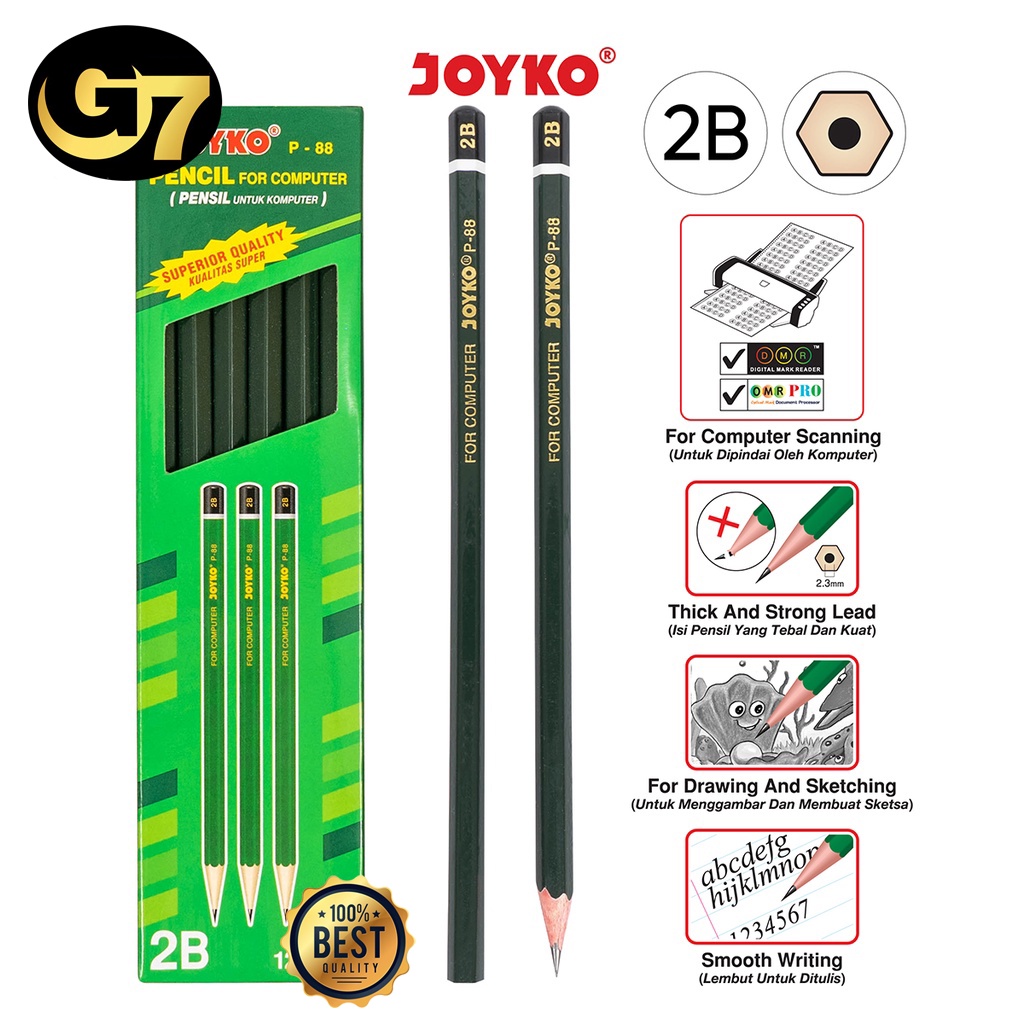 

Pensil 2B Joyko Hitam Tebal Asli Untuk Ujian Pencil Tulis Ujian Komputer