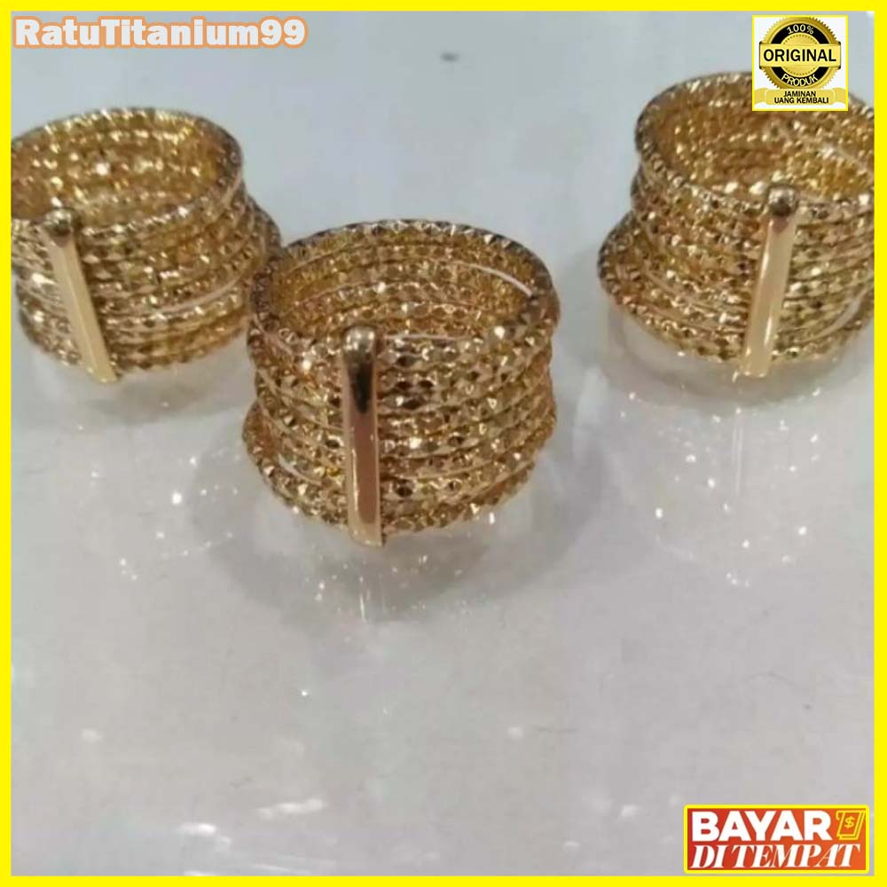 Cincin Emas Asli 100% 24k Kadar 17,7 Model Keroncong Terlaris ada surat Toko