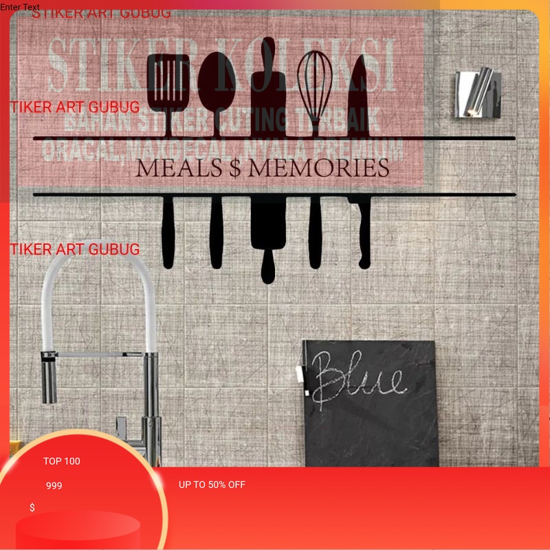 STICKER STIKER DINDING DAPUR RUANG MAKAN HIASAN DINDING CUSTOM WALL CUTTING STICKER KACA MURAH