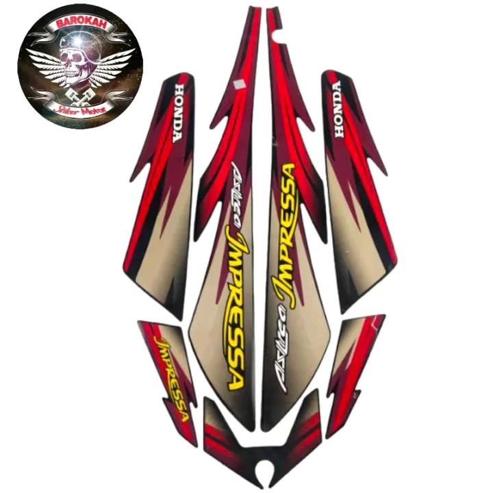 AJS Striping stiker polet list motor honda astrea grand impressa 1997 1998 hitam lis merah list body