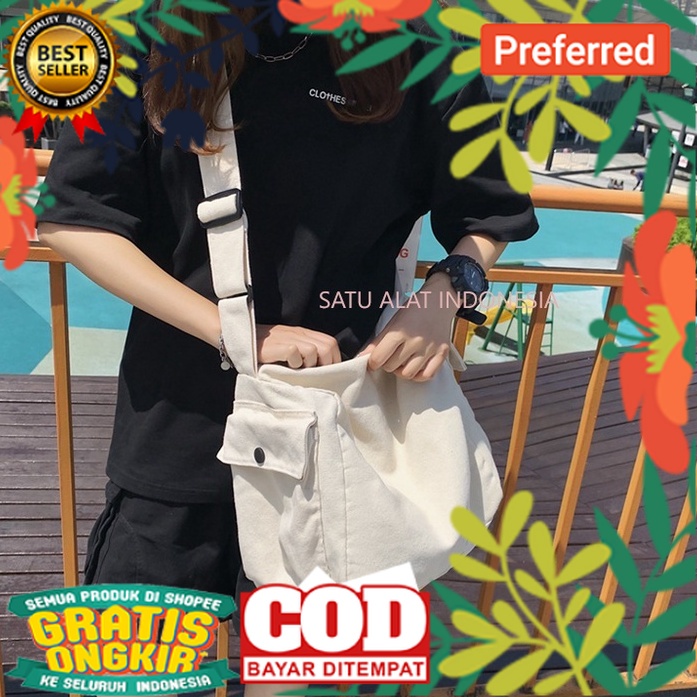 SATU ALAT Tas Selempang KATHANA 100% Canvas Premium Tebal Tas Kanvas// TAS IMPORT SLEMPANG KEREN / P