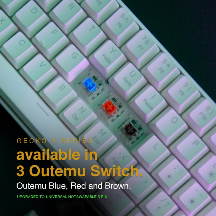 Terlaris ✨ -KOODO Gecko 60% Layout RGB Mechanical Keyboard Outemu | White Case - Outemu Blue