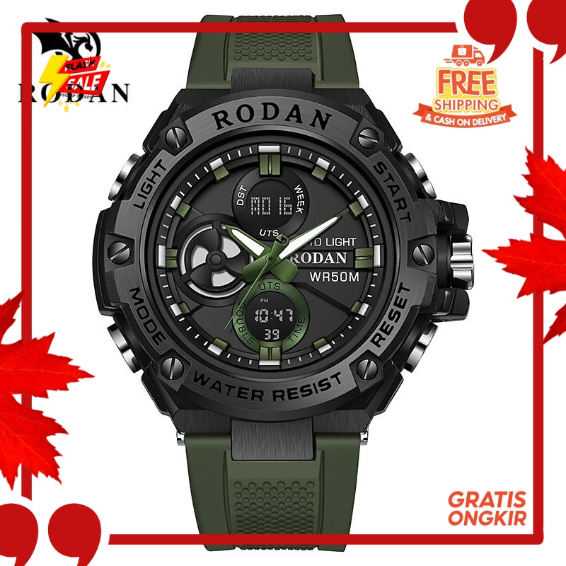 RODAN 8001 JAM TANGAN PRIA TAHAN AIR 30M DOUBLE TIME FREE BOX SPORT WATCHES// IMPORT KOREAN SALE 12.