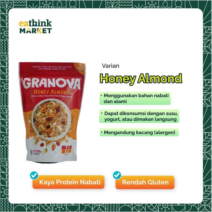 

a Granola Alami Sehat Bebas Gluten - Granova 100gr - Honey Almond