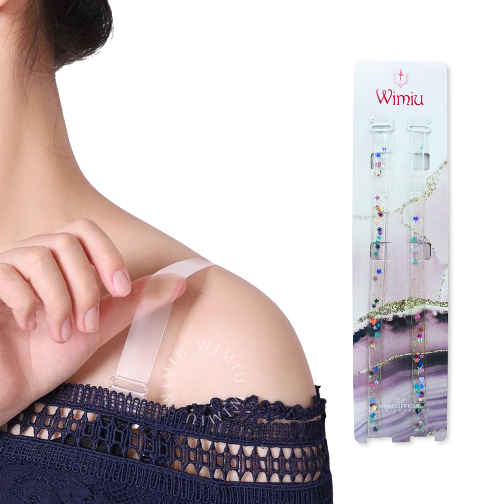 WIMIU Tali Bra Tali Bra Tarnsparan Manik-Manik Gliter Bintang Tali Tarnsparan BH Bra Strap Bra 00001