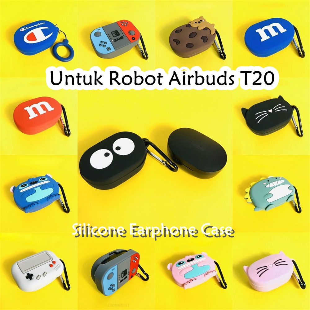 【distinctive】Untuk Robot Airbuds T20 Case Kartun Naga lucu hijau Soft Silicone Earphone Case Cover