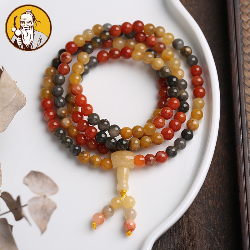 Giok sutra emas alami 108 gelang manik-manik