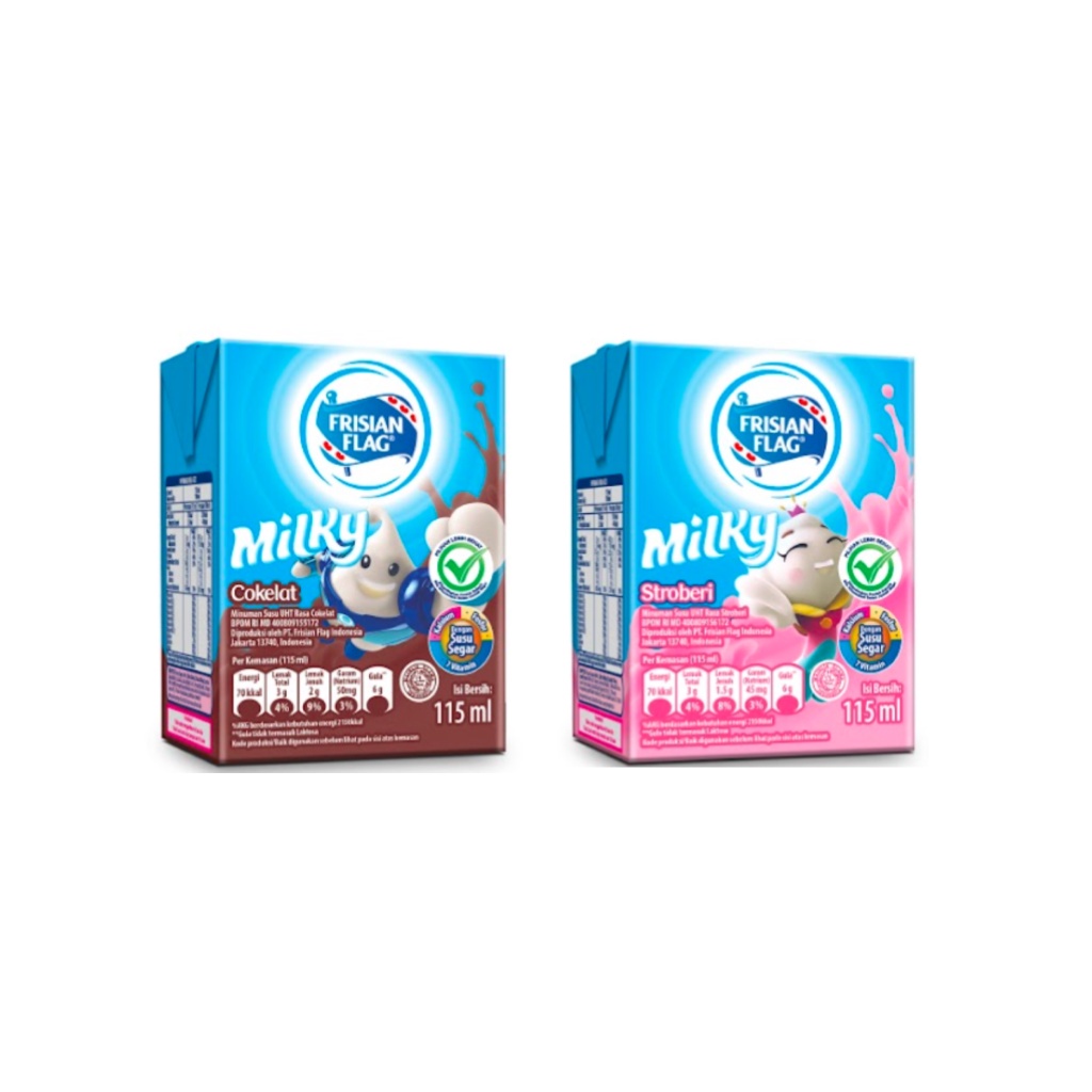 

Frisian Flag Susu UHT Milky Strawberry 115 mL + Frisian Flag Susu UHT Milky Cokelat 115 mL