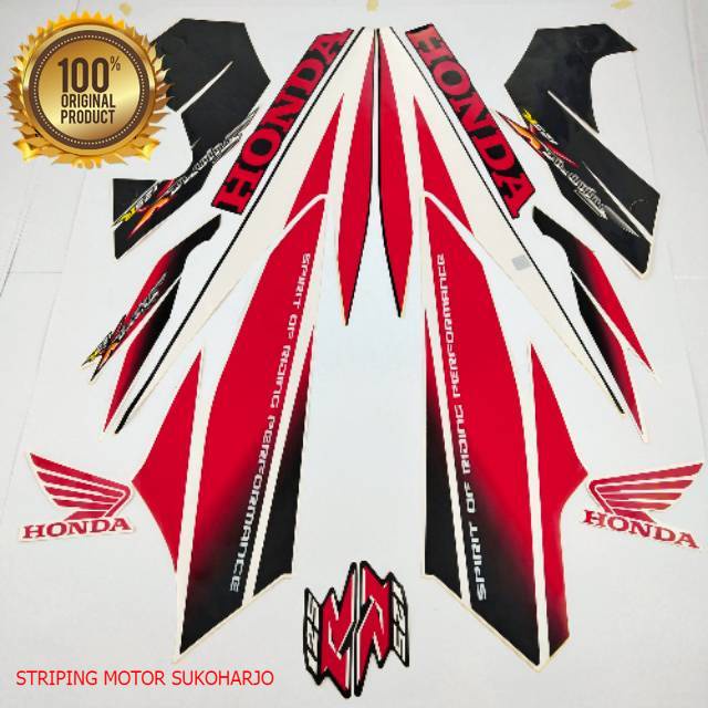 (ORI) striping honda supra x 125 r 2006 merah putih kualitas original