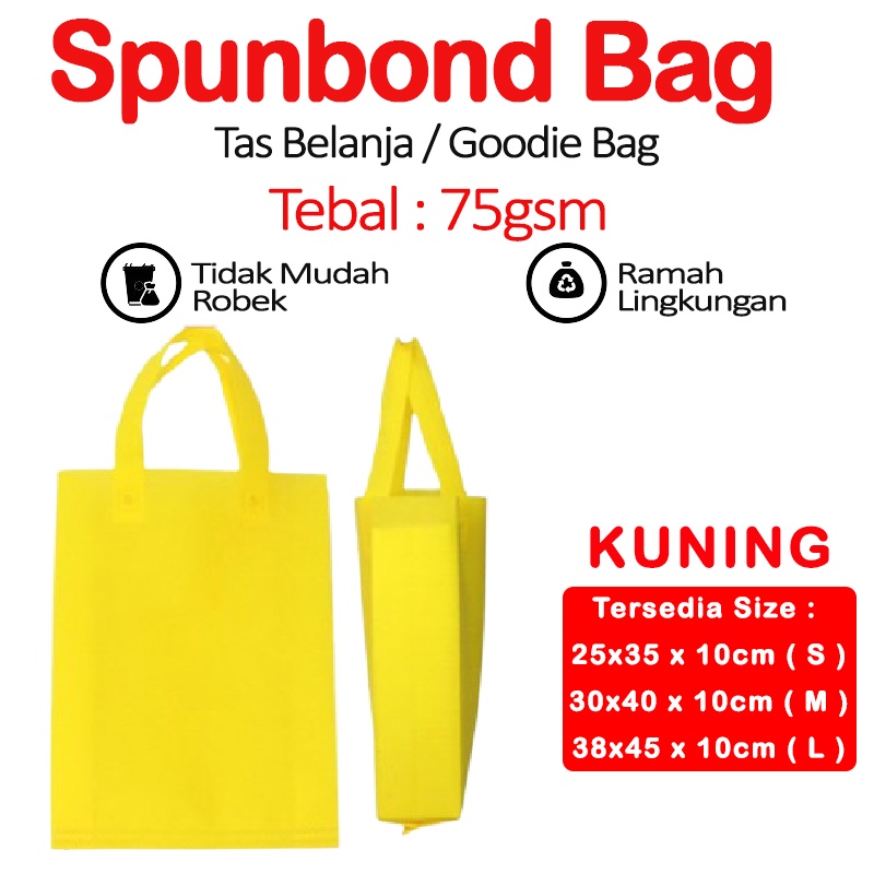 

Spunbond BAG Goodie Bag Tas Belanja Model Tali Handle Kantong Kain - KUNING