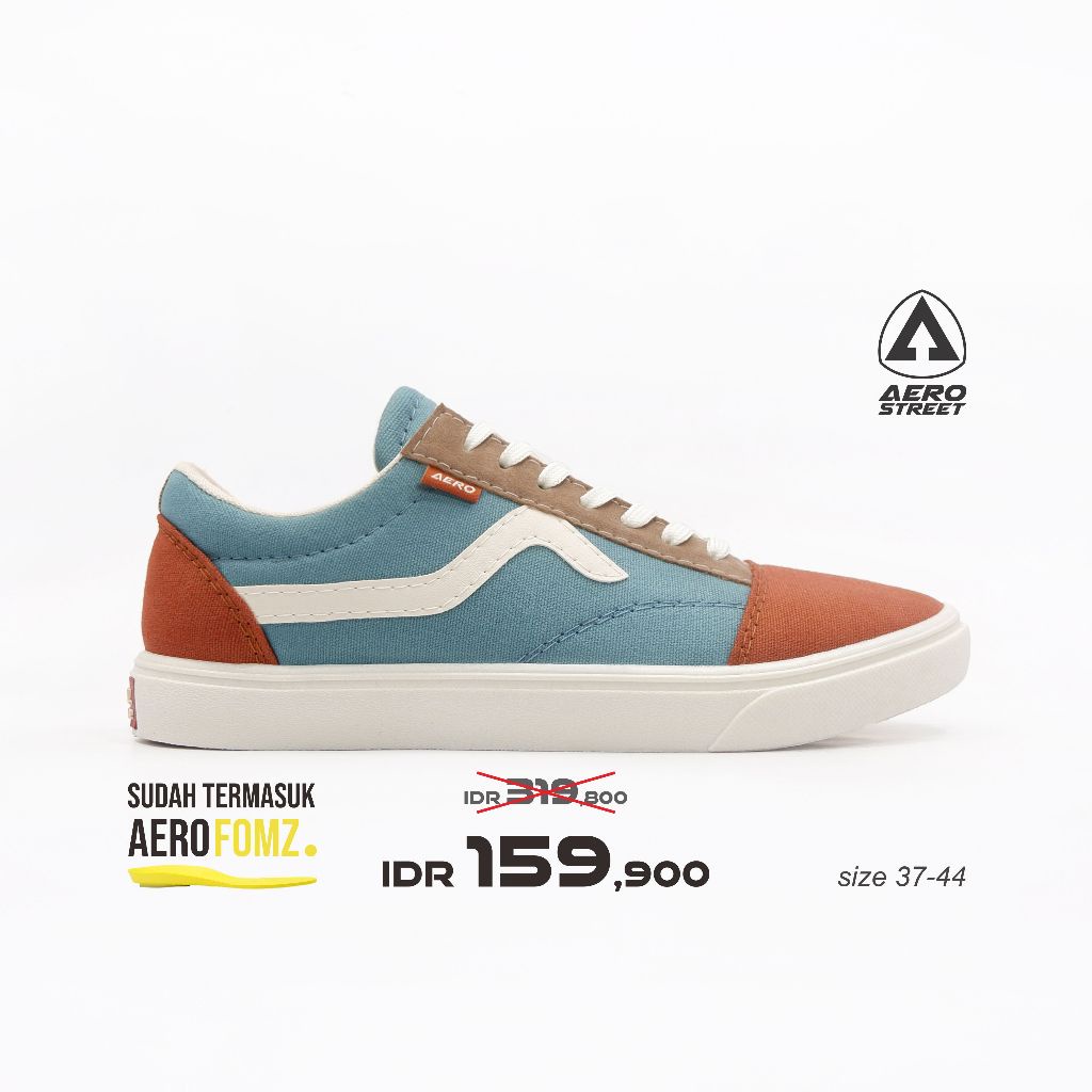 Aerostreet 37-44 Massive Low Biru Merah Bata - Sepatu Sneakers Casual Sport Sekolah Pria Wanita Aero