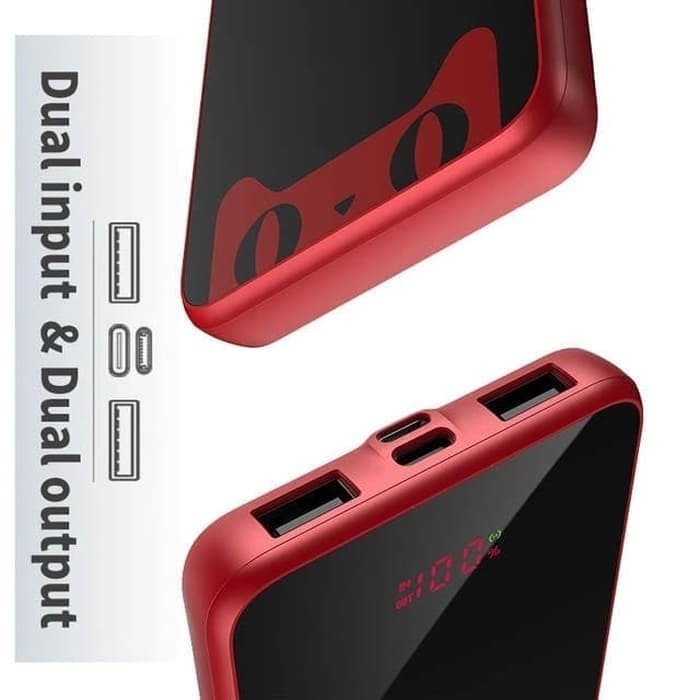 Baseus Wireless PowerBank 10000mAh Digital Display Charger 10000 mAh - Merah