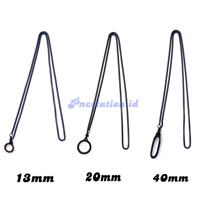 

lanyard stainless steel + ring - Blue, 40 mm