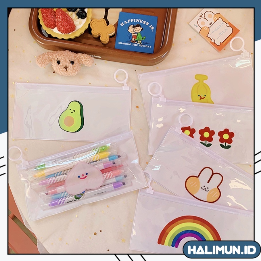 

HL216 Tempat Pensil Pulpen Transparan Ziplock Karakter Serbaguna Pouch Penyimpanan Kosmetik Tempat Penyimpanan Alat Tulis Pouch Zipper Pencil Case