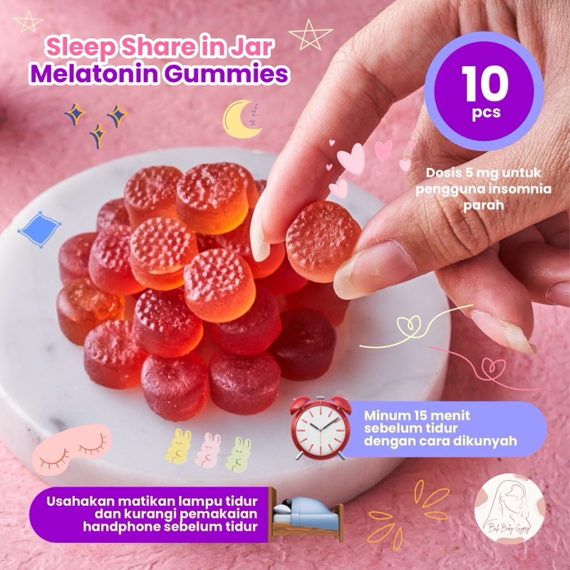 

[SLEEP SHARE IN JAR BUNDLING ISI 10] Sleep Melatonin Gummies