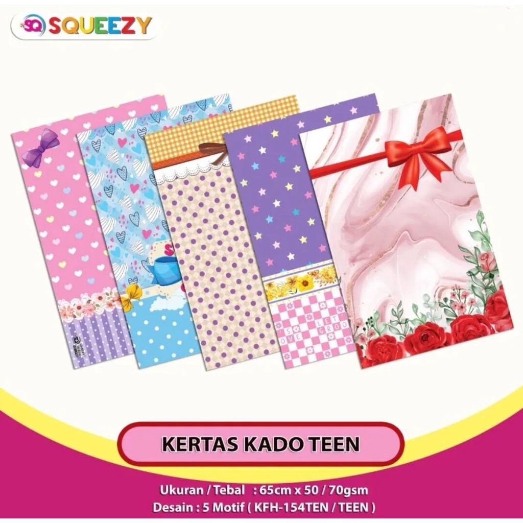 

Kertas Kado SQUEEZY Motif Teen (KFH-154TEN) isi 10 Lembar dan 50 Lembar