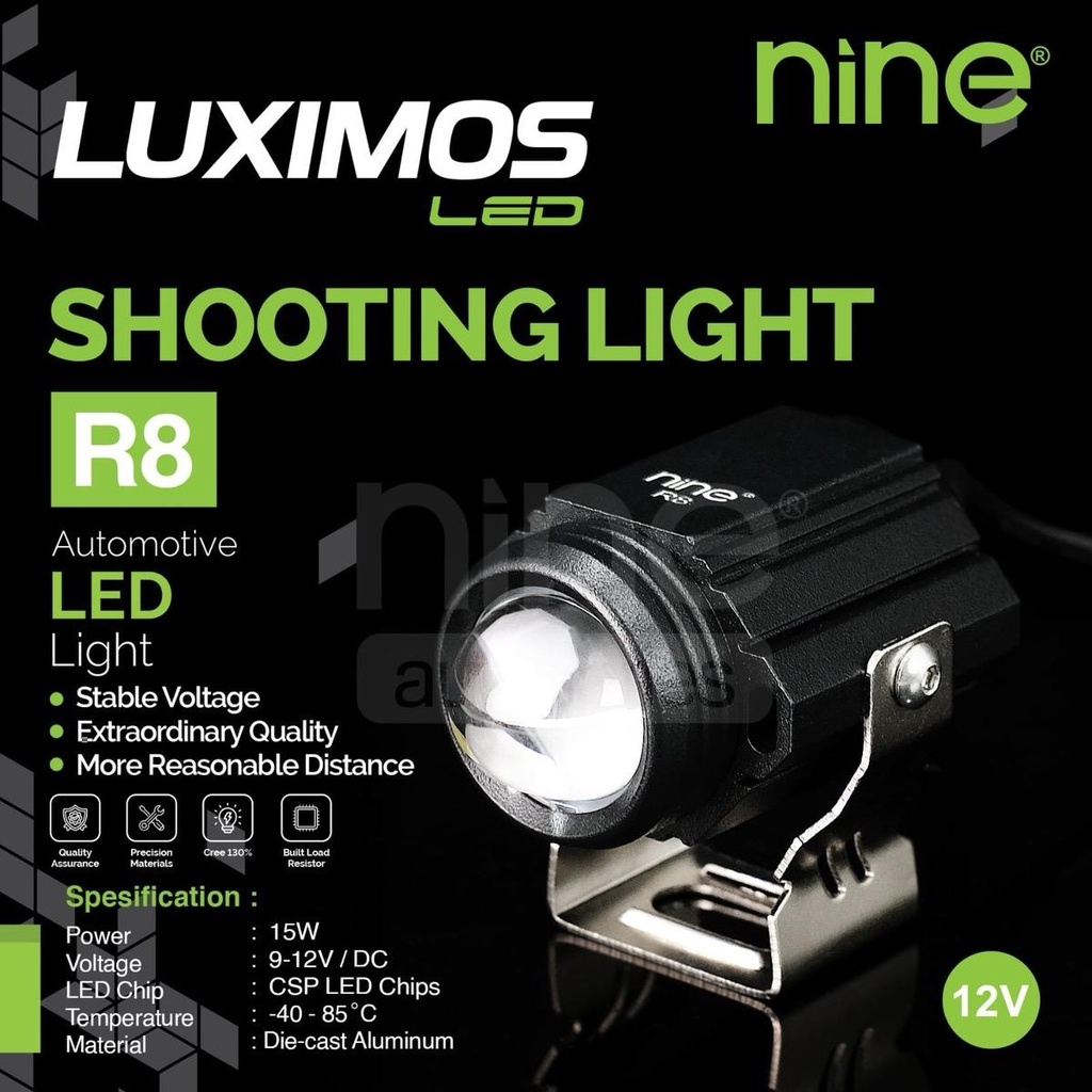 Lampu tembak d2 laser luximos R8 + demon