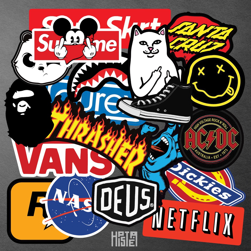 

20pcs Sticker Aesthetic SIGNATURE LOGO - Sticker Laptop band vans nasa